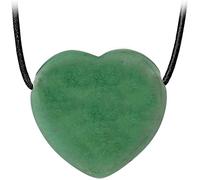 Kaltner Präsente Edelstein Halskette mit Anhänger/Aventurin Grün/Lederband mit Herz Anhänger/Hochwertiger Edelsteinanhänger mit Lederkette/Edelsteinherz Ø 20 mm