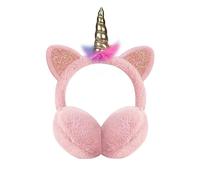 KALUROIL Ohrenschützer mit süßem Katzenohren-Design | Weiche Ohrenwärmer aus Plüsch für Damen und Mädchen | Rosa Katzenohren Einhorn