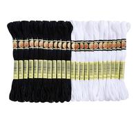 KALUROIL Stickgarn Set - Hochwertige Stickgarnfäden, 24 Stränge, Weiß und Schwarz, 8 Meter pro Strang, für Kreuzstich, Stickerei und DIY-Projekte