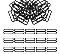 KAM 100 Stück Kunststoff BH-Träger-Verstellschnallen Tri-Glide Slider Schnalle BH Haken Verstellbare Verschlüsse Dessous Slider Haken Verschluss für Badeanzug, Tops, 20 mm, Schwarz