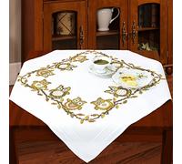 KAMACA Stickpackung Kreuzstich vorgezeichnet Baumwolle komplettes Stickset mit Stickvorlage Stickerei-Kit zum Selbersticken Erwachsene (Eulen - Party MD 80x80 cm)