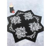 KAMACA Stickpackung Kreuzstich vorgezeichnet Baumwolle komplettes Stickset mit Stickvorlage Stickerei-Kit zum Selbersticken Erwachsene (Weihnachts - Stern schwarz 75x75 cm)