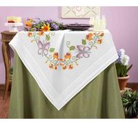 KAMACA Stickpackung Kreuzstich vorgezeichnet Baumwolle komplettes Stickset mit Stickvorlage Stickerei-Kit zum Selbersticken Erwachsene (Butterflies all over 80x80 cm)