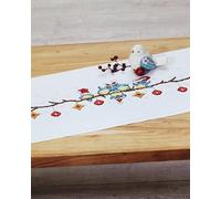 KAMACA Stickpackung Kreuzstich vorgezeichnet Baumwolle komplettes Stickset mit Stickvorlage Stickerei-Kit zum Selbersticken Erwachsene (Lustige Weihnachts - Vögel TL 40x100 cm)