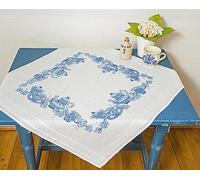 KAMACA Stickpackung Kreuzstich vorgezeichnet Baumwolle komplettes Stickset mit Stickvorlage Stickerei-Kit zum Selbersticken Erwachsene (Teekanne MD 80x80 cm)