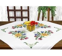 KAMACA Stickpackung Kreuzstich vorgezeichnet Baumwolle komplettes Stickset mit Stickvorlage Stickerei-Kit zum Selbersticken Erwachsene (Blumen Feuerwerk MD 80x80 cm)