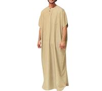KAMEIMEI Muslimische Robe Herren Einfarbig muslimisches Kleid Islamischen Dubai Männer-Muslimische Kleider Ethnische Maxikleid Ramadan Roben Taiji Kleidung
