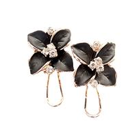 Kamelie-Nadel-Ohrringe Ohrringe Heilende Hand-Ohrringe Blumenförmige Ohrringe Geschnitzte Ohrringe Schützende Frauen-Ohrringe Kristall-Ohrringe Ohrringe Creolen Silber 925 Mädchen (Black, One Size)