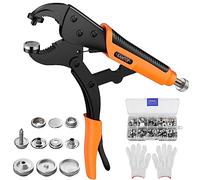 Kamtop Druckknopf Set mit Zange, Verstellbarer Druckknopfzange, 30 Sets Edelstahl Snaps, Heavy Duty Zange mit 3 Einsätzen, für Stoff, Leder, Kleidung, Reparatur & DIY Nähen