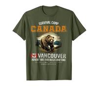 Kanada Survival Bushcraft Camping Vancouver Bär T-Shirt, Herren, Olivgrün, XL