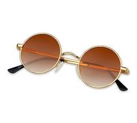 KANASTAL Runde Sonnenbrille Herren Damen Klassische Retro Polarisierte Sonnenbrille Rund mit Metallrahmen Vintage Hippie Rave Brille UV400 Schutz, Gold Rahmen Braun Gläser