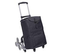 KANBCNG Einkaufstrolley Schwarz Treppensteiger Sackkarre Bis 75KG Klappbare Transportkarre Einkaufswagen mit 6 Räder Klappbarer Einkaufsroller Höhenverstellbarer mit wasserdichte Leinwand Tasche