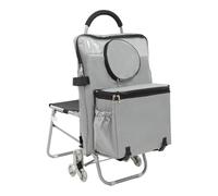 KANBCNG Einkaufstrolley Treppensteiger Trolly Einkaufswagen Klappbar Treppenwagen mit Oxford-Stoff Sitz Treppensteigen mit 3 Rädern Sackkarre zum mit Aufbewahrungstasche für Zeichnungen (Silber)