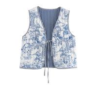 KANDEMY Damen Mode Blumenweste Y2k Leichte Steppweste Oversized Boho Ärmellos Cardigan Weste Vintage Outwear