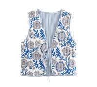KANDEMY Damen Mode Blumenweste Y2k Leichte Steppweste Oversized Boho Ärmellos Cardigan Weste Vintage Outwear