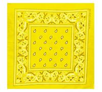 Kandharis Bandana Vierecktuch Kopftuch in Paisley Muster aus Baumwolle 55cmx55cm Gelb