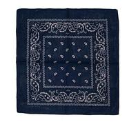 Kandharis Bandana Vierecktuch Kopftuch in Paisley Muster aus Baumwolle 55cmx55cm Marineblau Marine
