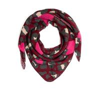 Kandharis Damen Dreiecksschal Leo Herz Muster - Weicher XXL Tuch-Schal mit pinken Herz-Akzenten Modisches Accessoire für Herbst & Winter Kuschelig & warm WS-105 (Dunkelrot)