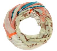 Kandharis XXL Schlauchschal Loopschal in Peace Love Sterne Allover-Print Viskose viele Farben Beige/Braun