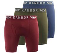 Kandor Bambus-Boxershorts für Herren mit langem Bein - 3er-Pack, weich, scheuerfest, feuchtigkeitsableitende Boxershorts für Männer mit Frontöffnung - Eingriff, Herrenunterwäsche-Trunks im Multipack