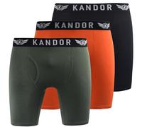 Kandor Bambus-Boxershorts für Herren mit langem Bein - 3er-Pack, weich, scheuerfest, feuchtigkeitsableitende Boxershorts für Männer mit Frontöffnung - Eingriff, Herrenunterwäsche-Trunks im Multipack