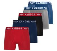 Kandor Bambus Boxershorts Herren - 5er Pack, Weich, Atmungsaktiv Unterwäsche für Männer, Herren- Unterhosen aus Bambus Viscose und Baumwolle, Einfarbig & Schwarz Boxer Set, Mixpack blau-rot, XL
