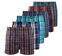 Kandor Herren-Boxershorts aus gewebter Baumwolle, 6 Stück, lockere Passform, Klassische Karierte Herren-Unterhose, Bequeme Unterwäsche, Trunks, Multipack, atmungsaktive Unterhose (XL, Hexster)