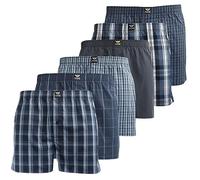 Kandor Herren Boxershorts aus gewebter Baumwolle - 6er Pack lose Boxershorts für Herren, Klassische Karo-Boxershorts für Herren, Bequeme Boxerbox Mehrpack, atmungsaktive Slip, Nightling, L