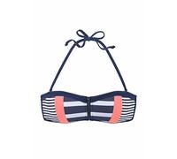 Bandeau-Bikini-Top KANGAROOS "Anita" Gr. 40, Cup A/B, blau (marine, weiß) Damen Bikini-Oberteile Ocean Blue mit Reißverschluss zwischen den Cups (860004-40)