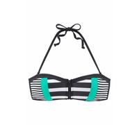 Bandeau-Bikini-Top KANGAROOS "Anita" Gr. 36, Cup A/B, schwarz-weiß (schwarz, weiß) Damen Bikini-Oberteile Ocean Blue mit Reißverschluss zwischen den Cups (313882-36)