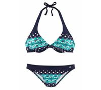 Bügel-Bikini KANGAROOS Gr. 34, Cup B, blau (marine, bedruckt) Damen Bikini-Sets (667552-34) marine, bedruckt