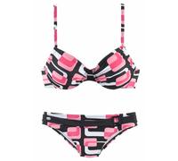 KANGAROOS Bügel-Bikini Damen schwarz-rosa Gr.36 Cup D