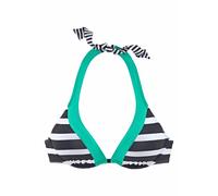 Bügel-Bikini-Top KANGAROOS "Anita", Damen, Gr. 40, Cup B, schwarz-weiß (schwarz, weiß), Microfaser, Polyamid, gestreift, kontrastfarbene Details, Bikini-Oberteile, im angesagten Blockstreifendesign (4