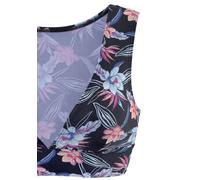 Bustier-Bikini-Top KANGAROOS "Agave", Damen, Gr. 40, Cup C/D, schwarz (schwarz, bedruckt), Recycling-Polyamid, bedruckt, floral, Bikini-Oberteile, mit V-Ausschnitt (43092646-40) schwarz, bedruckt