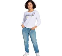 KangaROOS Damen Baumwoll-Sweatshirt mit Blumen-Print Langarm-Shirt Rundhals-Pullover 93201346 Weiß 32/34