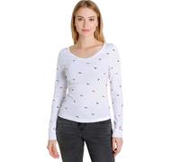 KangaROOS Damen Baumwoll-Sweatshirt stylisches Langarm-Shirt Rundhals-Pullover 86609137 Weiß 32/34