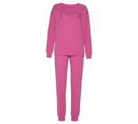 Pyjama KANGAROOS, Damen, Gr. 44/46, pink, Single Jersey, Obermaterial: 100% Baumwolle, bedruckt, Basic, bequem lang, Rundhals, Rippbündchen, Homewear-Sets Pyjama, mit Slogan-Frontdruck (83371407-44) p