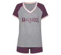 Shorty KANGAROOS, Damen, Gr. 40/42, rot (bordeaux, grau, meliert), Single Jersey, Graumeliert (Obermaterial): 90% Baumwolle, 10% Polyester. Obermaterial: 100% Baumwolle, bedruckt, bequem kurz, V-Aussc