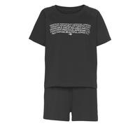 Shorty KANGAROOS, Damen, Gr. 36/38, schwarz, Single Jersey, Obermaterial: 100% Baumwolle, bedruckt, bequem kurz, Rundhals, Raglanärmel, Homewear-Sets Shorty, mit Slogan-Frontdruck (84429513-36) schwar