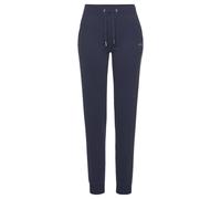 Relaxhose KANGAROOS, Damen, Gr. 32/34, N-Gr, blau (marine), Interlock, Obermaterial: 60% Baumwolle, 40% Polyester, unifarben, Basic, Basic lang, Hosen Relaxhose Homewear Hose, mit kontrastfarbenem Pip