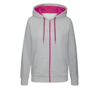 Sweatjacke KANGAROOS, Damen, Gr. 48/50, grau, Single Jersey, Obermaterial: 60% Baumwolle, 40% Polyester, meliert, bedruckt, kontrastfarbene Details, sportlich, bequem hüftbedeckend, Langarm Rippbündch