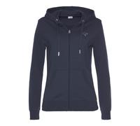 Sweatjacke KANGAROOS, Damen, Gr. 44/46, blau (marine), Interlock, Obermaterial: 60% Baumwolle, 40% Polyester, unifarben, Basic, angesetztes Bündchen, Sweatjacken Sweatjacke, mit großem Logodruck auf d