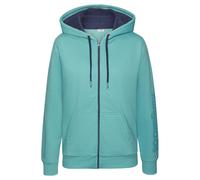 Sweatjacke KANGAROOS, Damen, Gr. 48/50, grün (mint), Single Jersey, Obermaterial: 60% Baumwolle, 40% Polyester, meliert, bedruckt, kontrastfarbene Details, sportlich, bequem hüftbedeckend, Langarm Rip