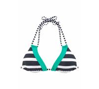 Triangel-Bikini-Top KANGAROOS "Anita", Damen, Gr. 36, Cup C/D, schwarz-weiß (schwarz, weiß), Microfaser, Polyamid, gestreift, kontrastfarbene Details, Bikini-Oberteile, regulierbares Top, mit herausne