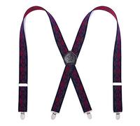 KANGDAI Herren Hosenträger 4 Clips Heavy Duty Men Braces Durable Elastic Verstellbare Hosenträger Starke Metall Clips Hosenträger