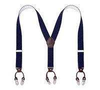 KANGDAI Herren Hosenträger 6 Clips Heavy Duty Men Braces Y Zurück 10 Farben Durable Elastic Verstellbare Hosenträger Starke Metall Clips (Blau)