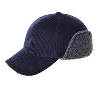 Kangol Cozy Cord Earflap Cap Basecap Baseballcap Ohrenklappen Wintercap Damen/Herren - mit Schirm, Lederband, Hinten geschlossen Herbst-Winter Winter - L/XL (58-61 cm) dunkelblau