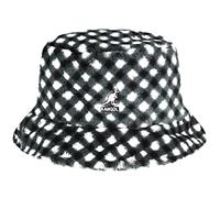 Kangol Faux Fur Check Bucket Stoffhut Fischerhut Damenhut Damen/Herren - mit Futter Winter Herbst-Winter - L (58-59 cm) schwarz-weiß