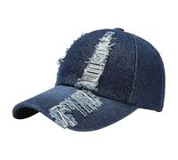 Kangqifen Herren Damen Distressed Used-Look Abgenutzte Denim Gewaschener Baumwolle Baseballkappe Caps(Marineblau)