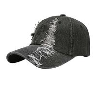 Kangqifen Herren Damen Distressed Used-Look Abgenutzte Denim Gewaschener Baumwolle Baseballkappe Caps(Schwarz)